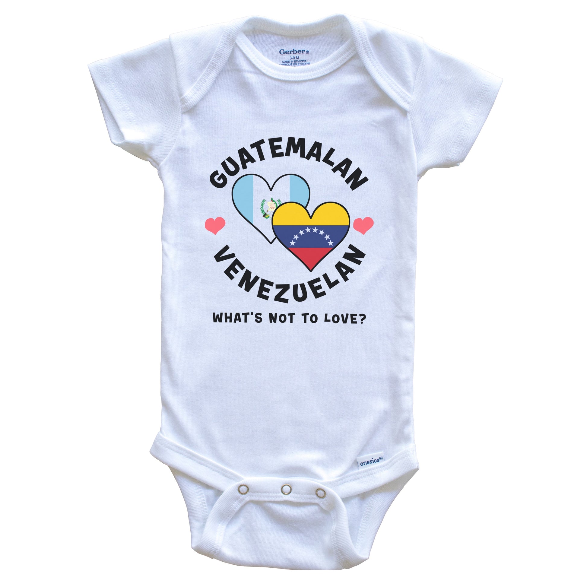 Guatemalan Venezuelan What's Not To Love Heart Flags Baby Bodysuit