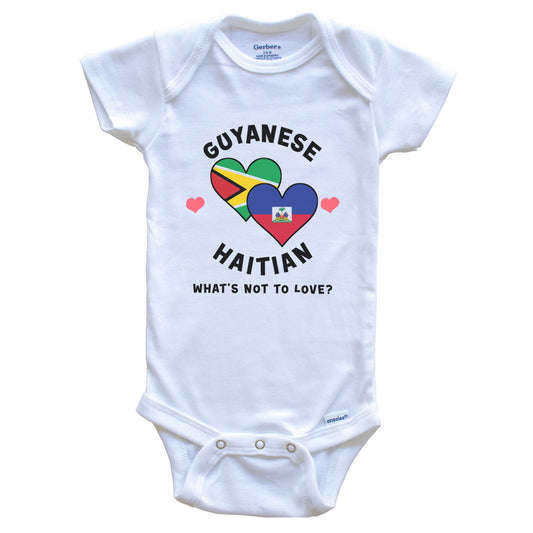 Guyanese Haitian What's Not To Love Heart Flags Baby Bodysuit