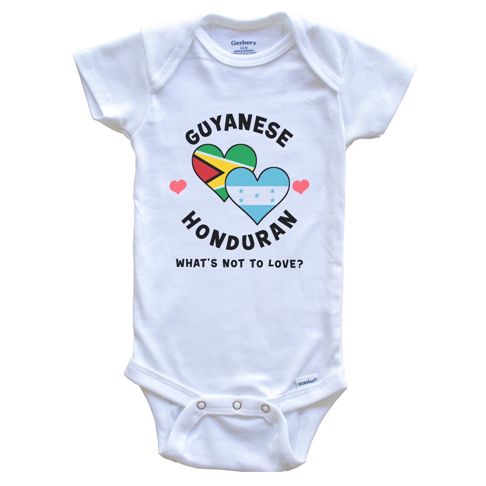 Guyanese Honduran What's Not To Love Heart Flags Baby Bodysuit