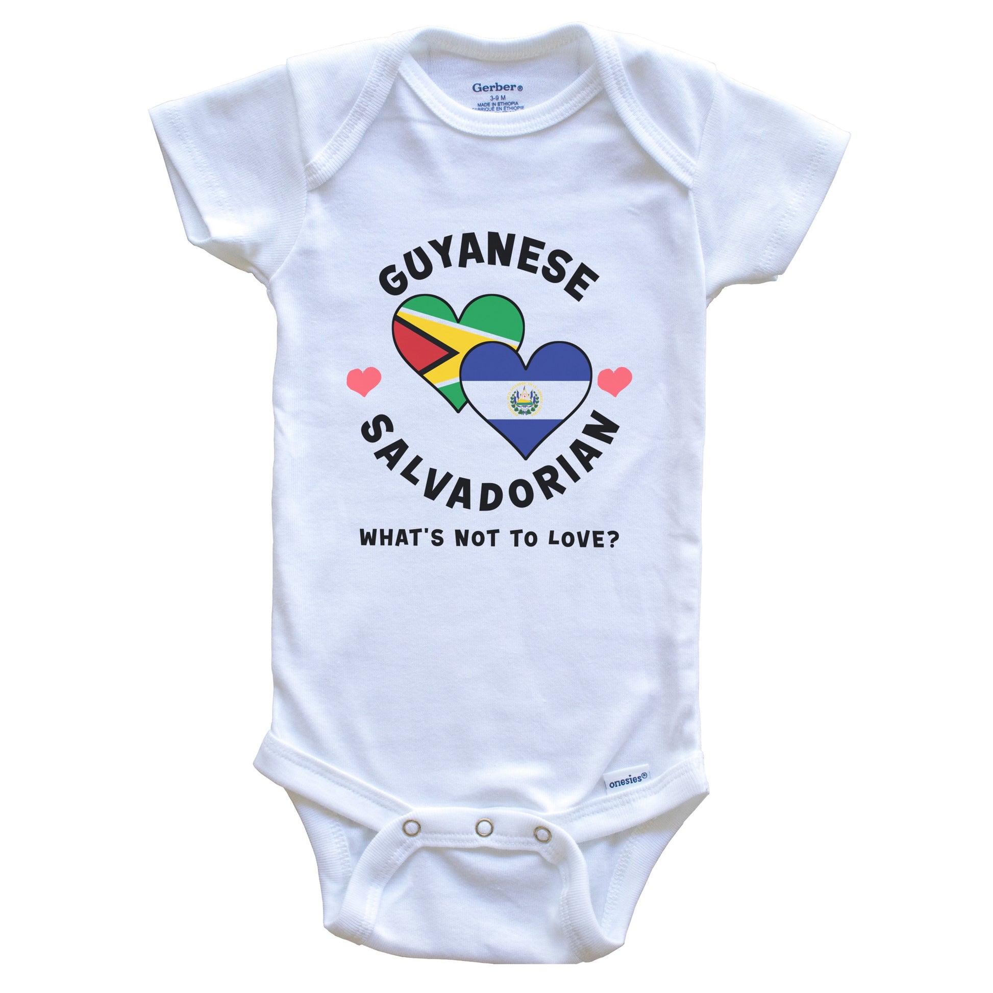 Guyanese Salvadorian What's Not To Love Heart Flags Baby Bodysuit