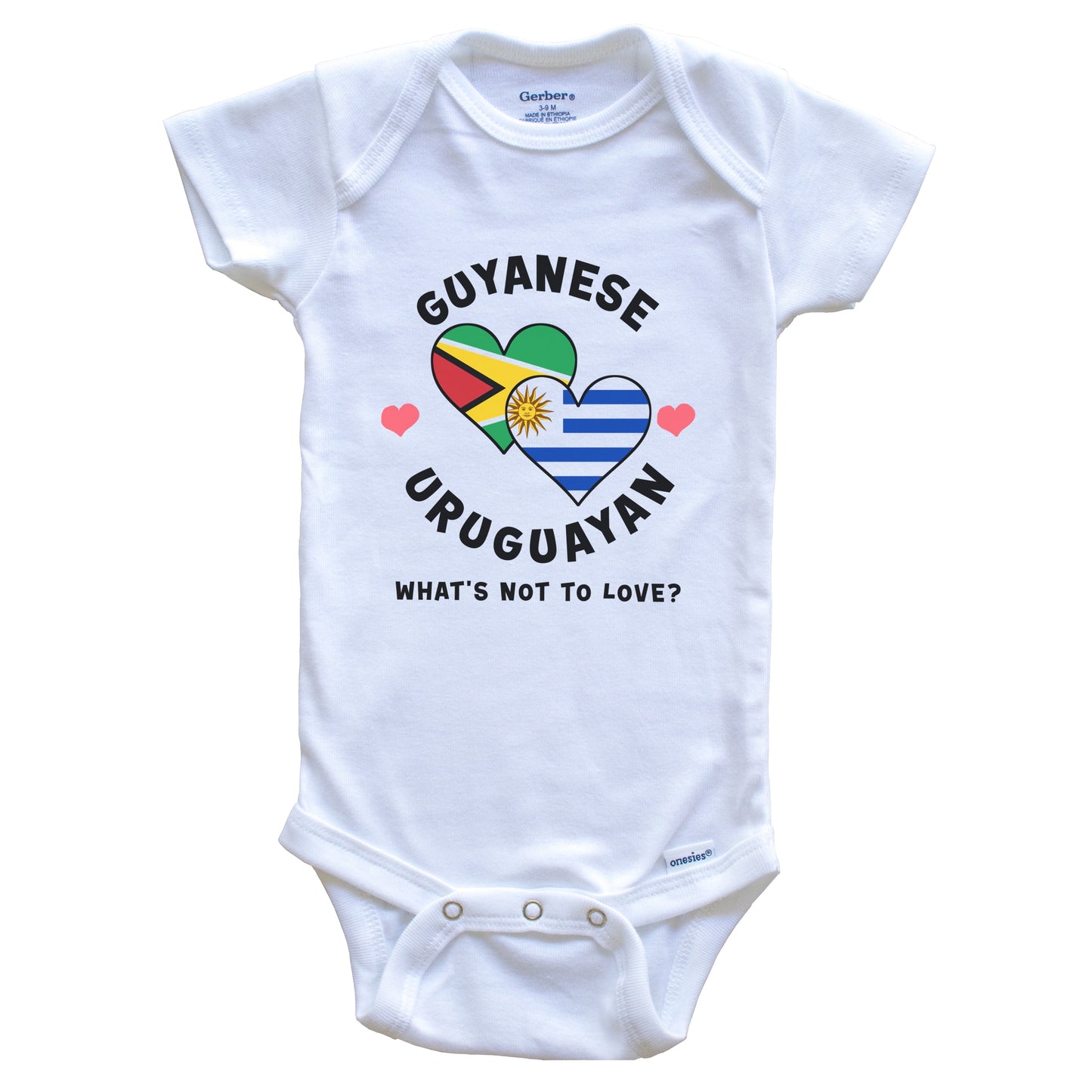 Guyanese Uruguayan What's Not To Love Heart Flags Baby Bodysuit