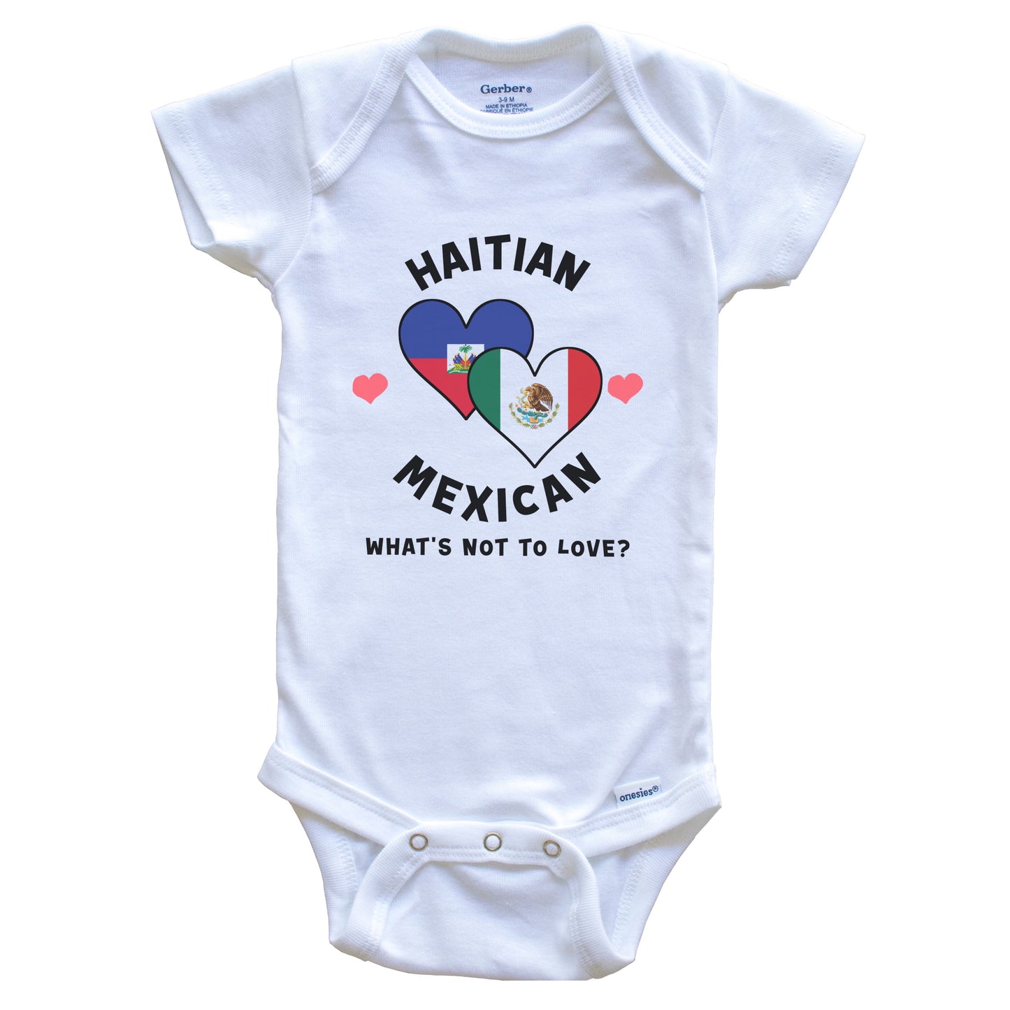 Haitian Mexican What's Not To Love Heart Flags Baby Bodysuit