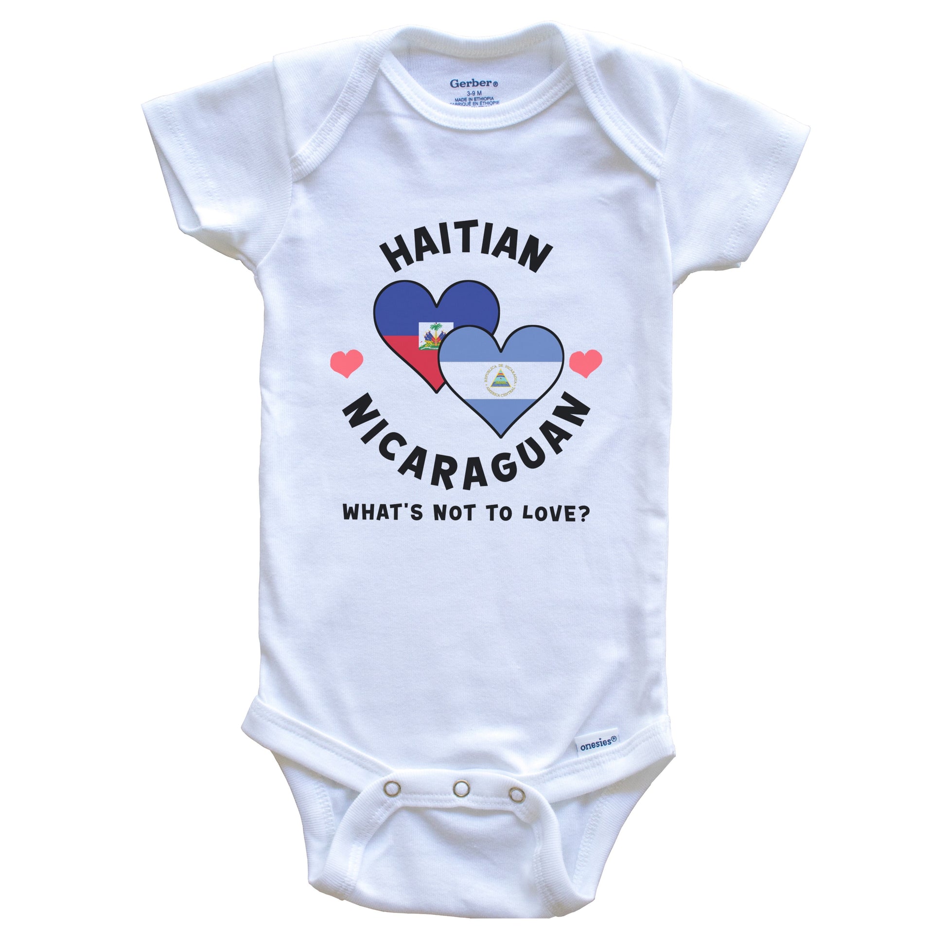 Haitian Nicaraguan What's Not To Love Heart Flags Baby Bodysuit