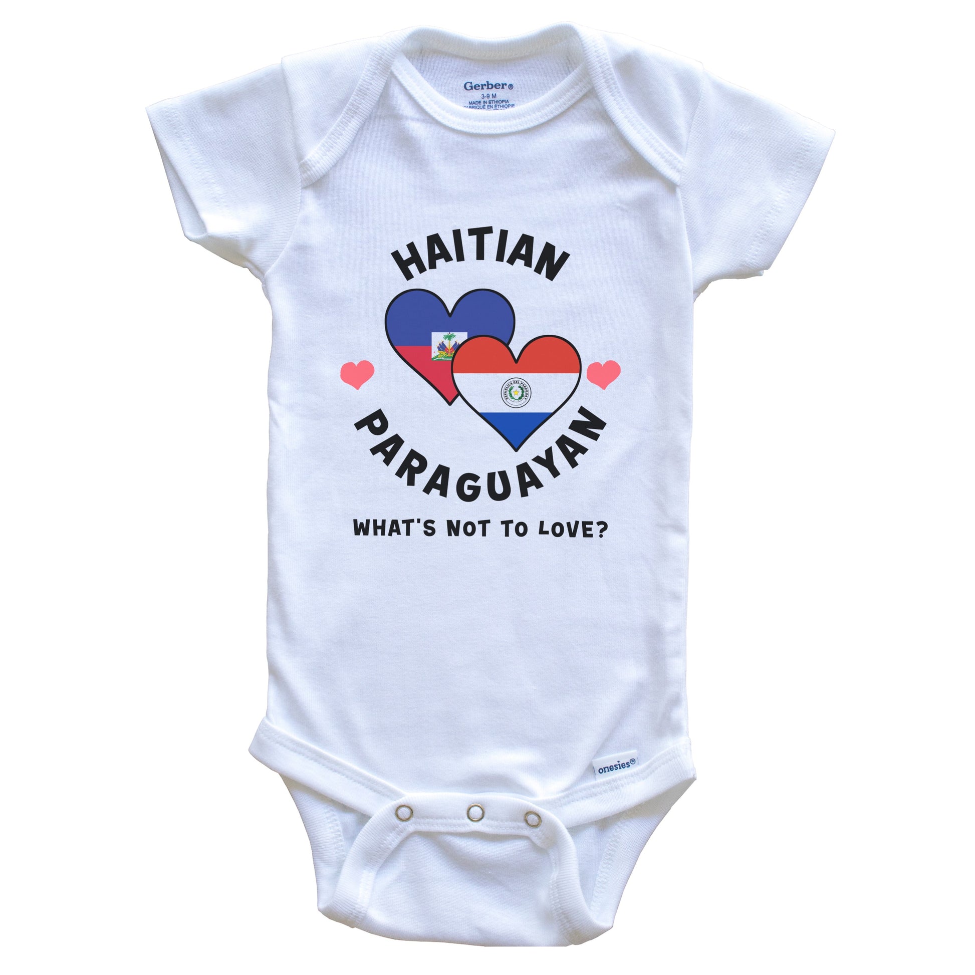 Haitian Paraguayan What's Not To Love Heart Flags Baby Bodysuit