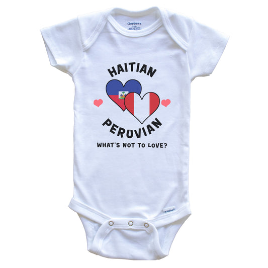 Haitian Peruvian What's Not To Love Heart Flags Baby Bodysuit