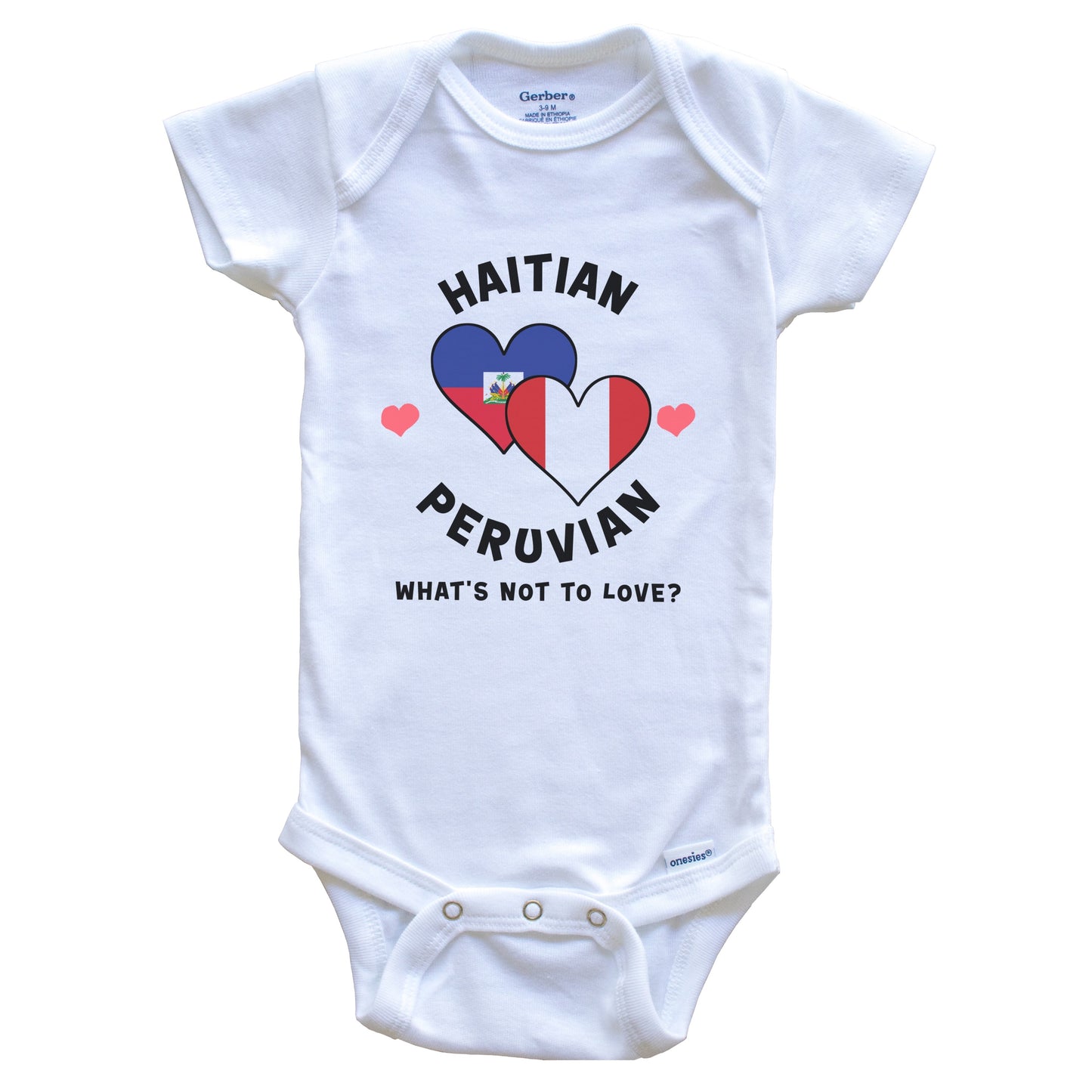 Haitian Peruvian What's Not To Love Heart Flags Baby Bodysuit