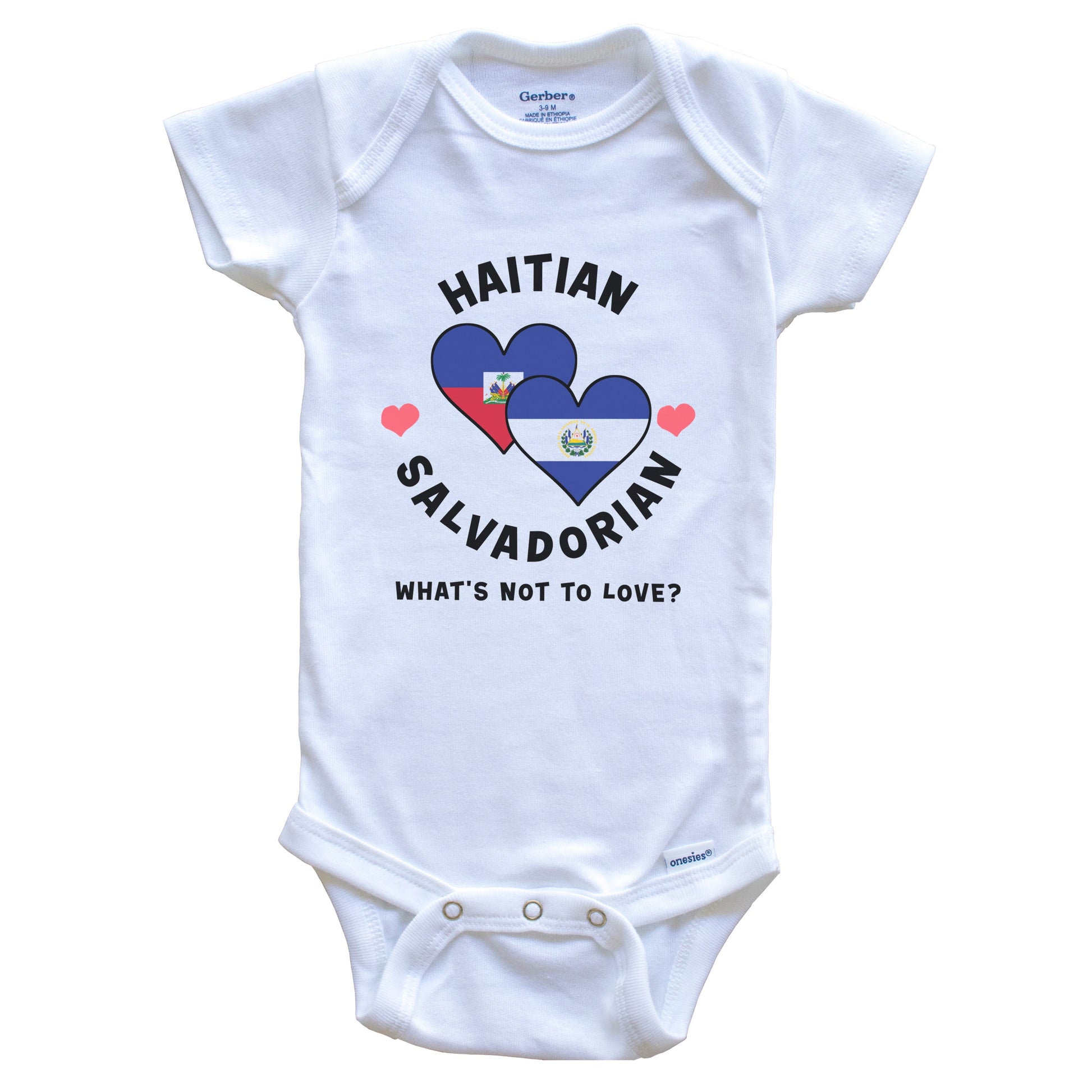 Haitian Salvadorian What's Not To Love Heart Flags Baby Bodysuit