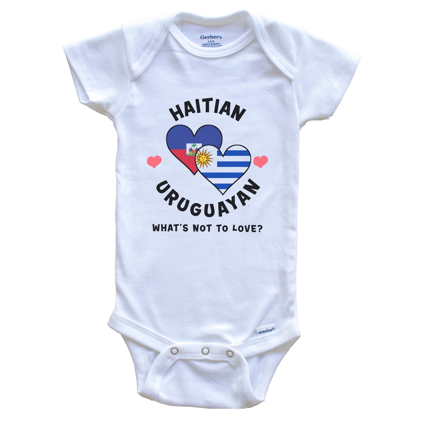 Haitian Uruguayan What's Not To Love Heart Flags Baby Bodysuit