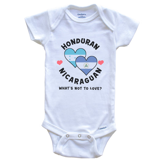 Honduran Nicaraguan What's Not To Love Heart Flags Baby Bodysuit