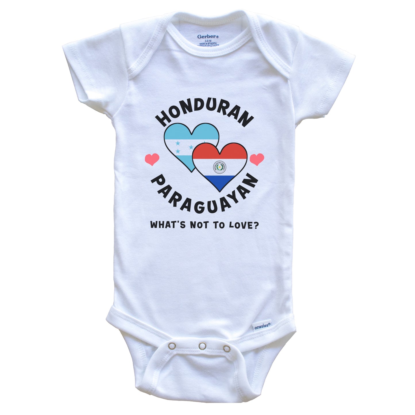 Honduran Paraguayan What's Not To Love Heart Flags Baby Bodysuit