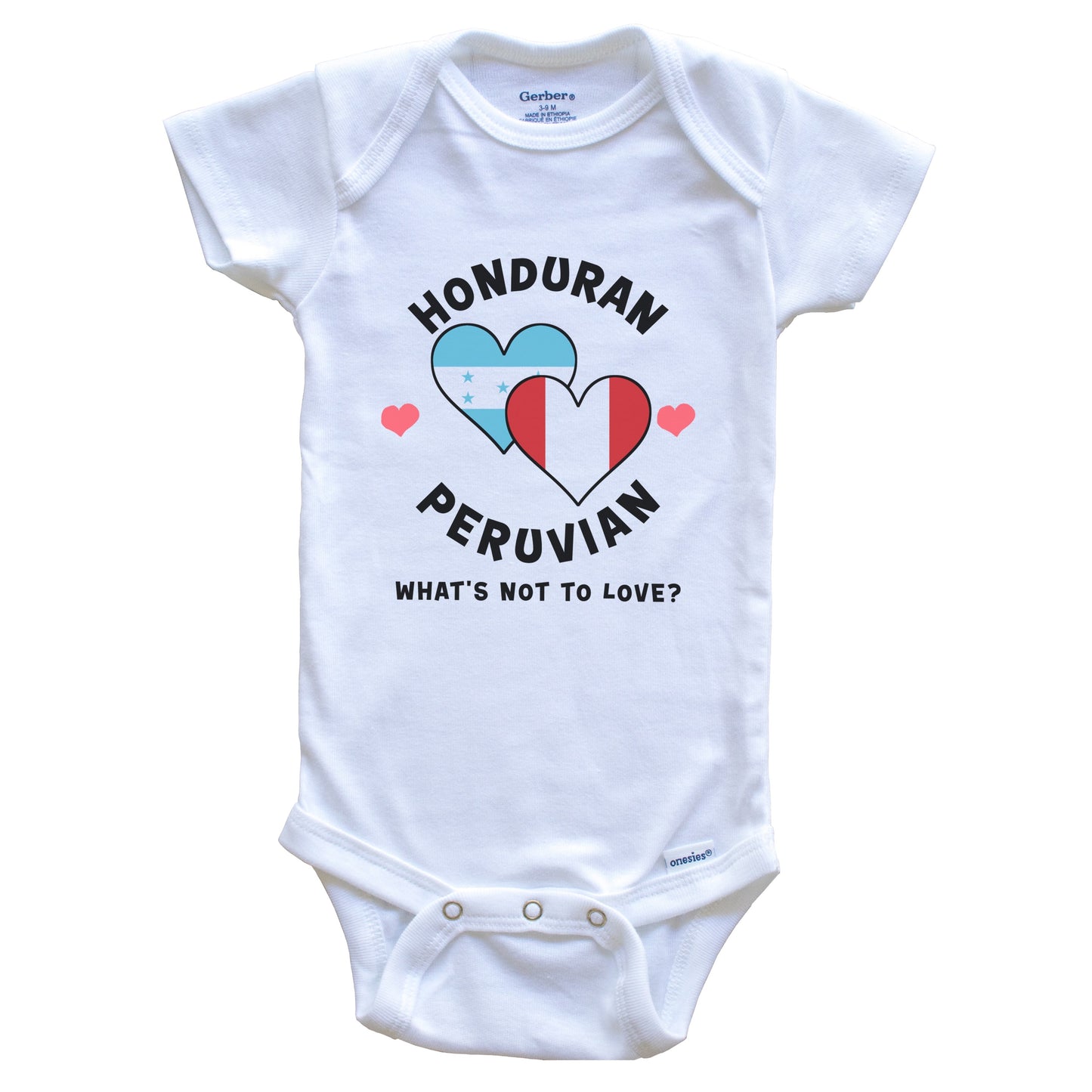 Honduran Peruvian What's Not To Love Heart Flags Baby Bodysuit