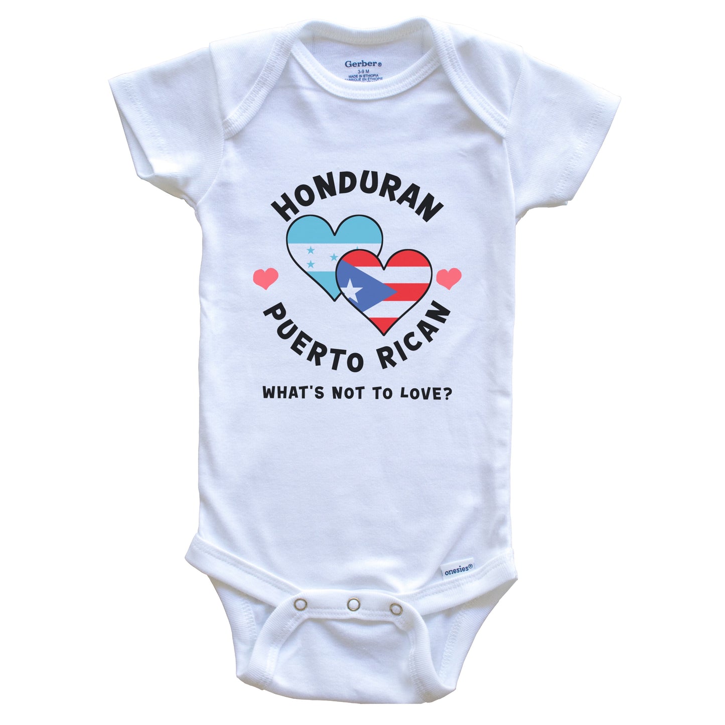 Honduran Puerto Rican What's Not To Love Heart Flags Baby Bodysuit