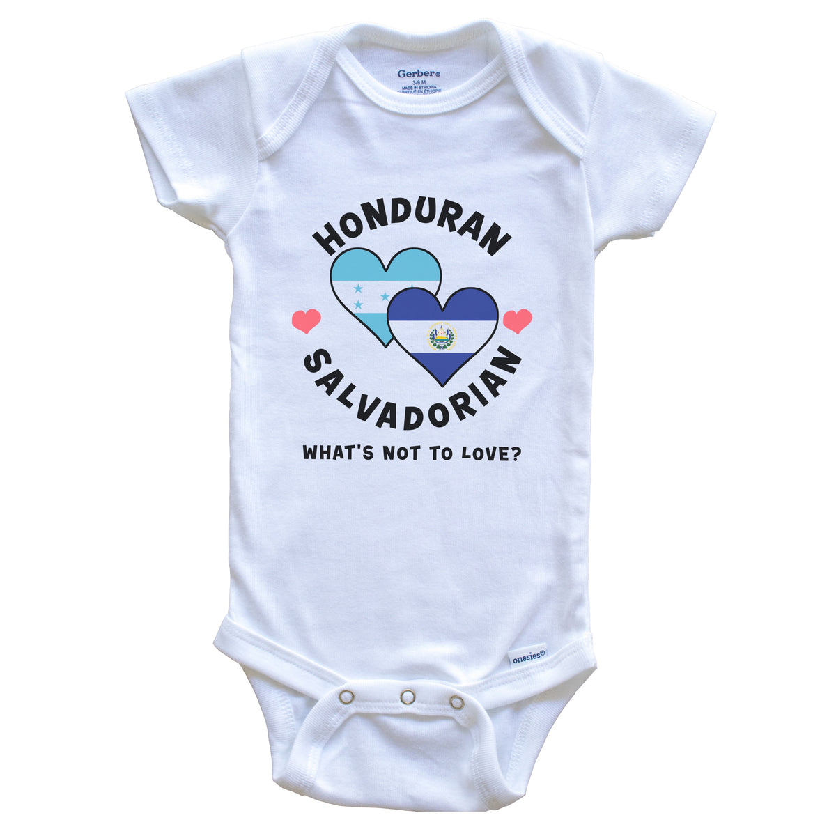 Honduran Salvadorian What's Not To Love Heart Flags Baby Bodysuit
