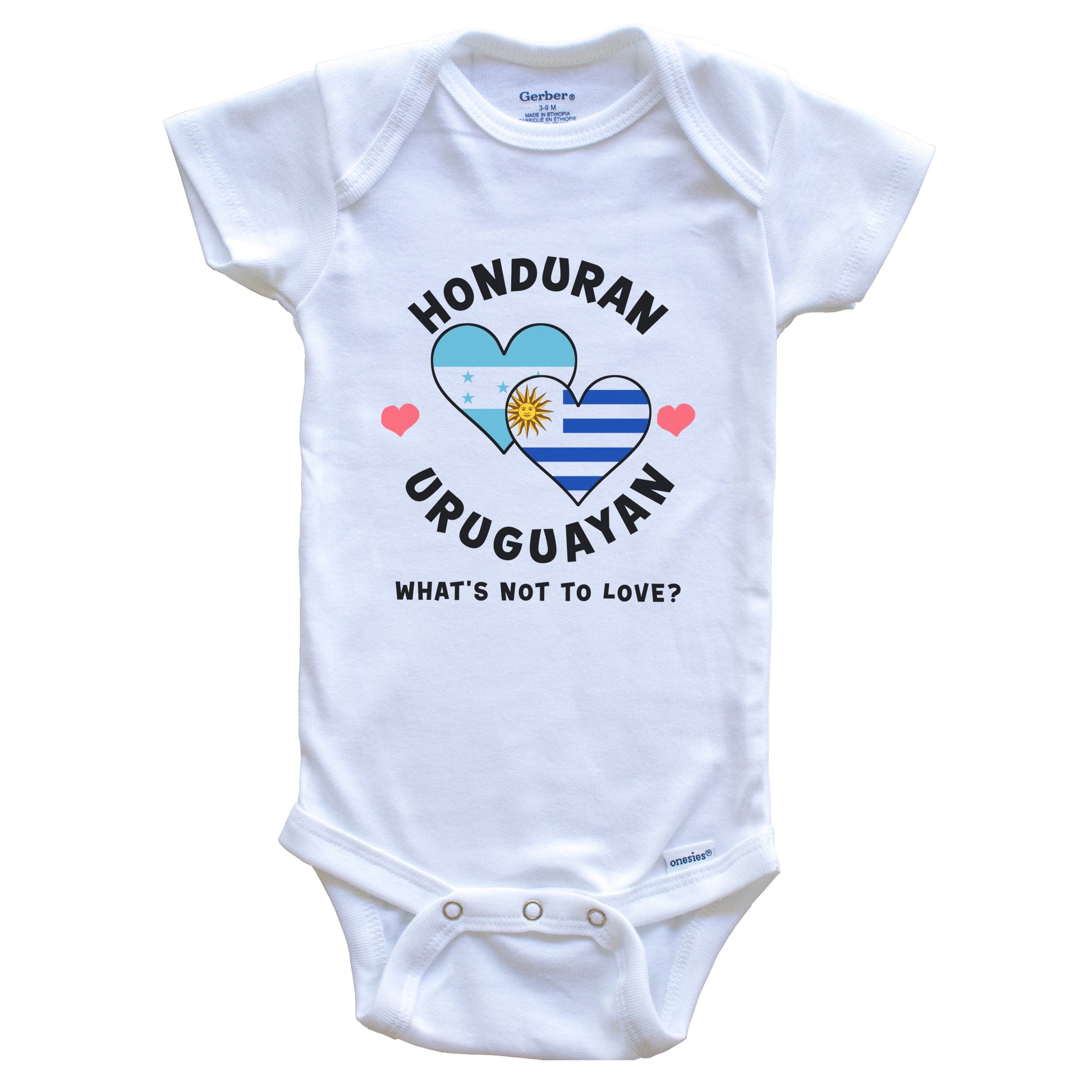 Honduran Uruguayan What's Not To Love Heart Flags Baby Bodysuit