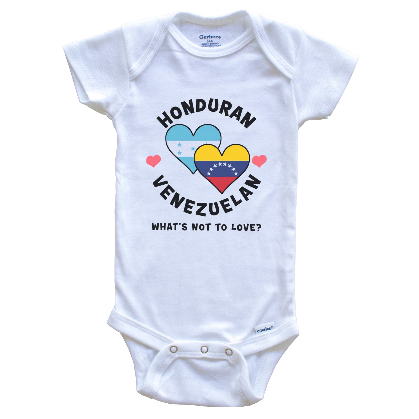 Honduran Venezuelan What's Not To Love Heart Flags Baby Bodysuit