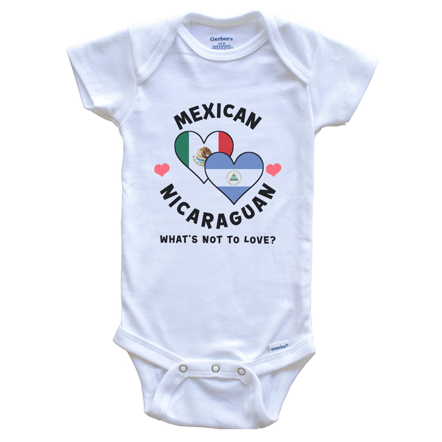 Mexican Nicaraguan What's Not To Love Heart Flags Baby Bodysuit