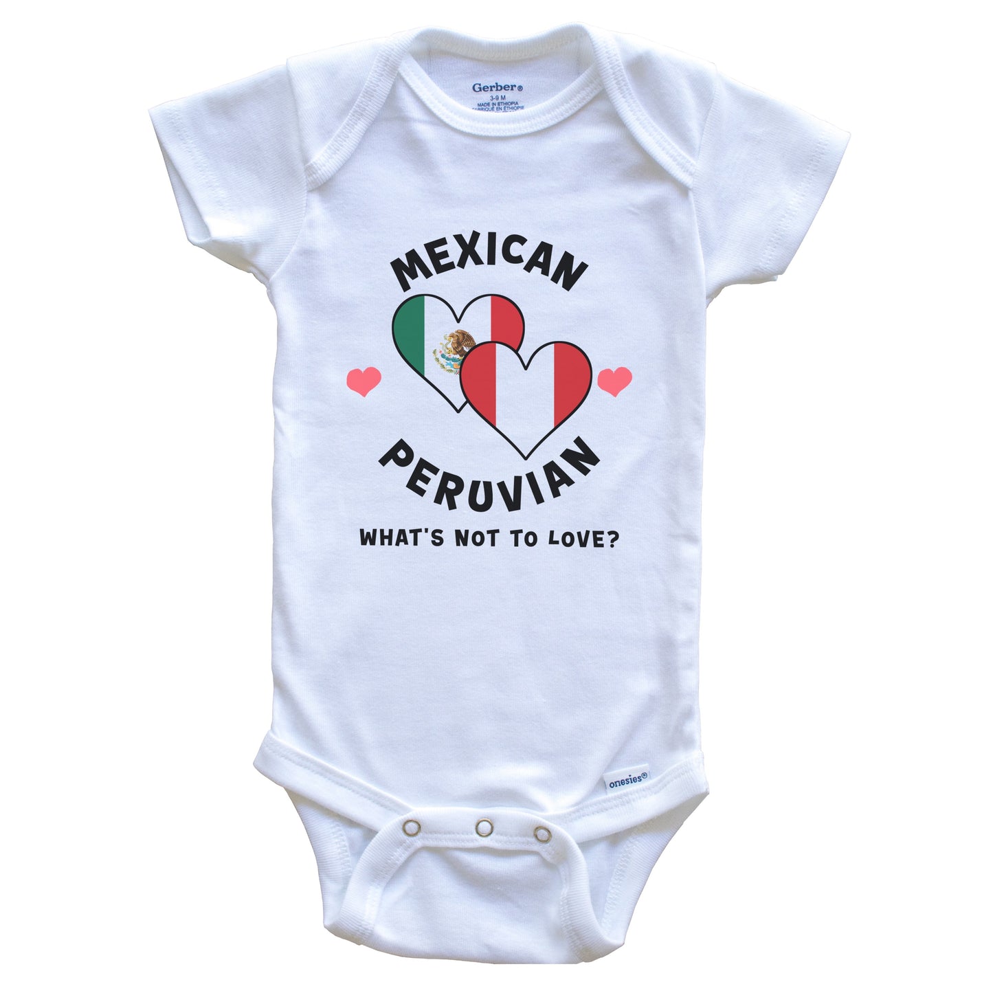 Mexican Peruvian What's Not To Love Heart Flags Baby Bodysuit