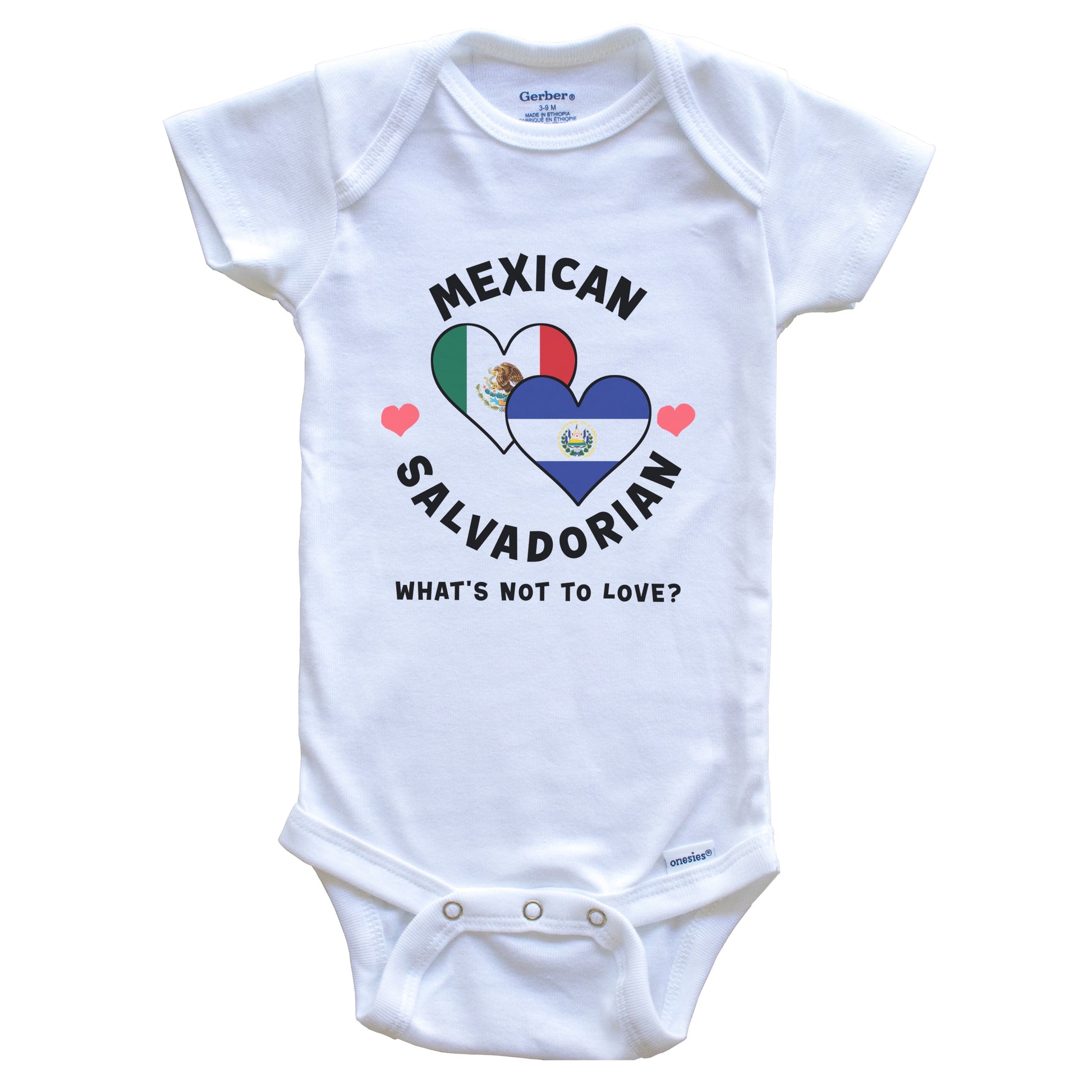 Mexican Salvadorian What's Not To Love Heart Flags Baby Bodysuit