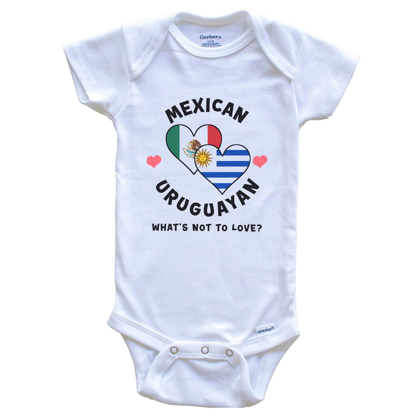 Mexican Uruguayan What's Not To Love Heart Flags Baby Bodysuit