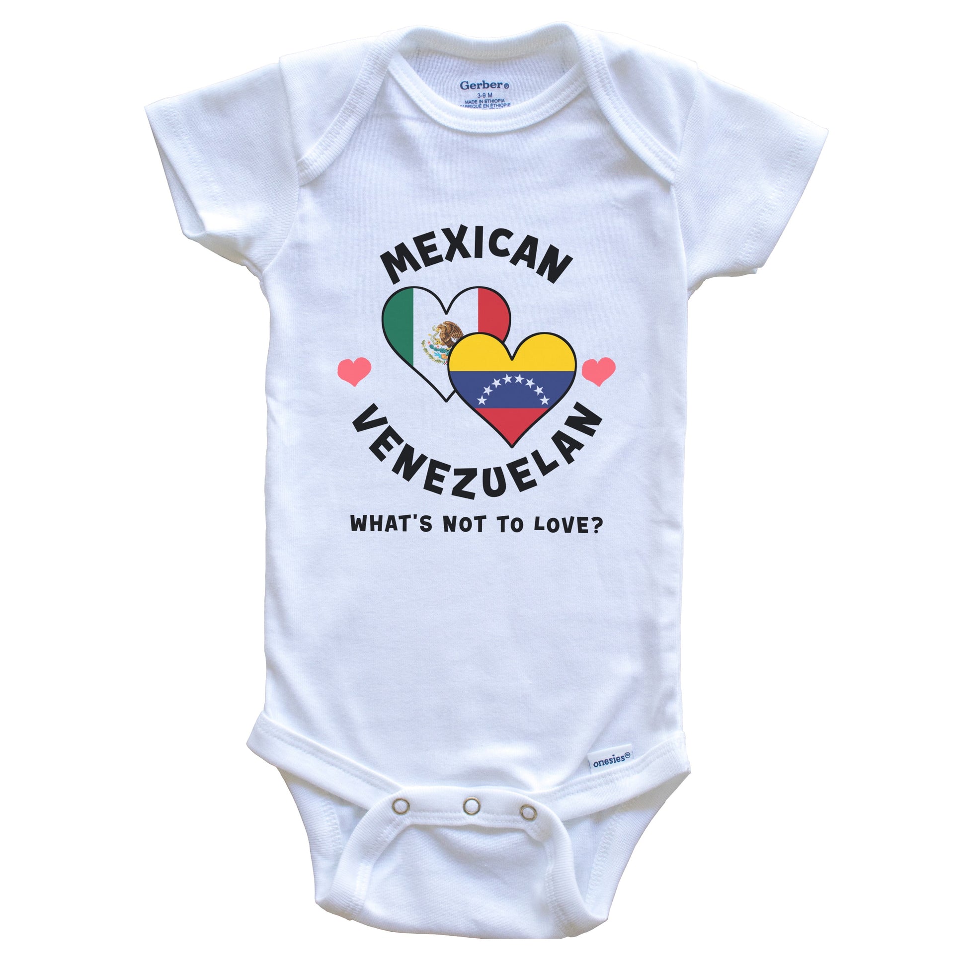 Mexican Venezuelan What's Not To Love Heart Flags Baby Bodysuit