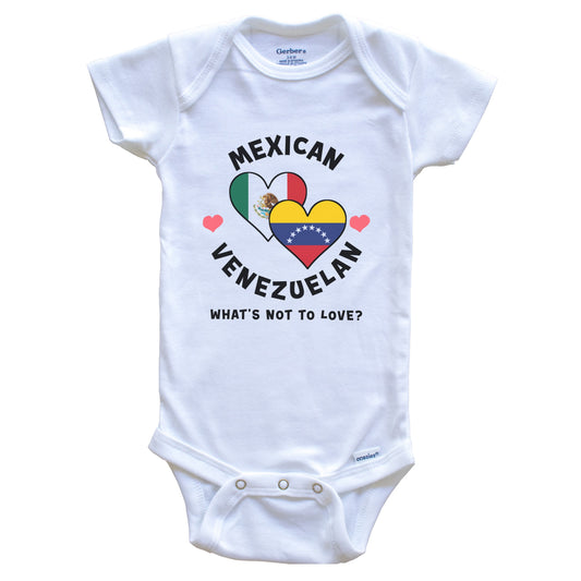 Mexican Venezuelan What's Not To Love Heart Flags Baby Bodysuit