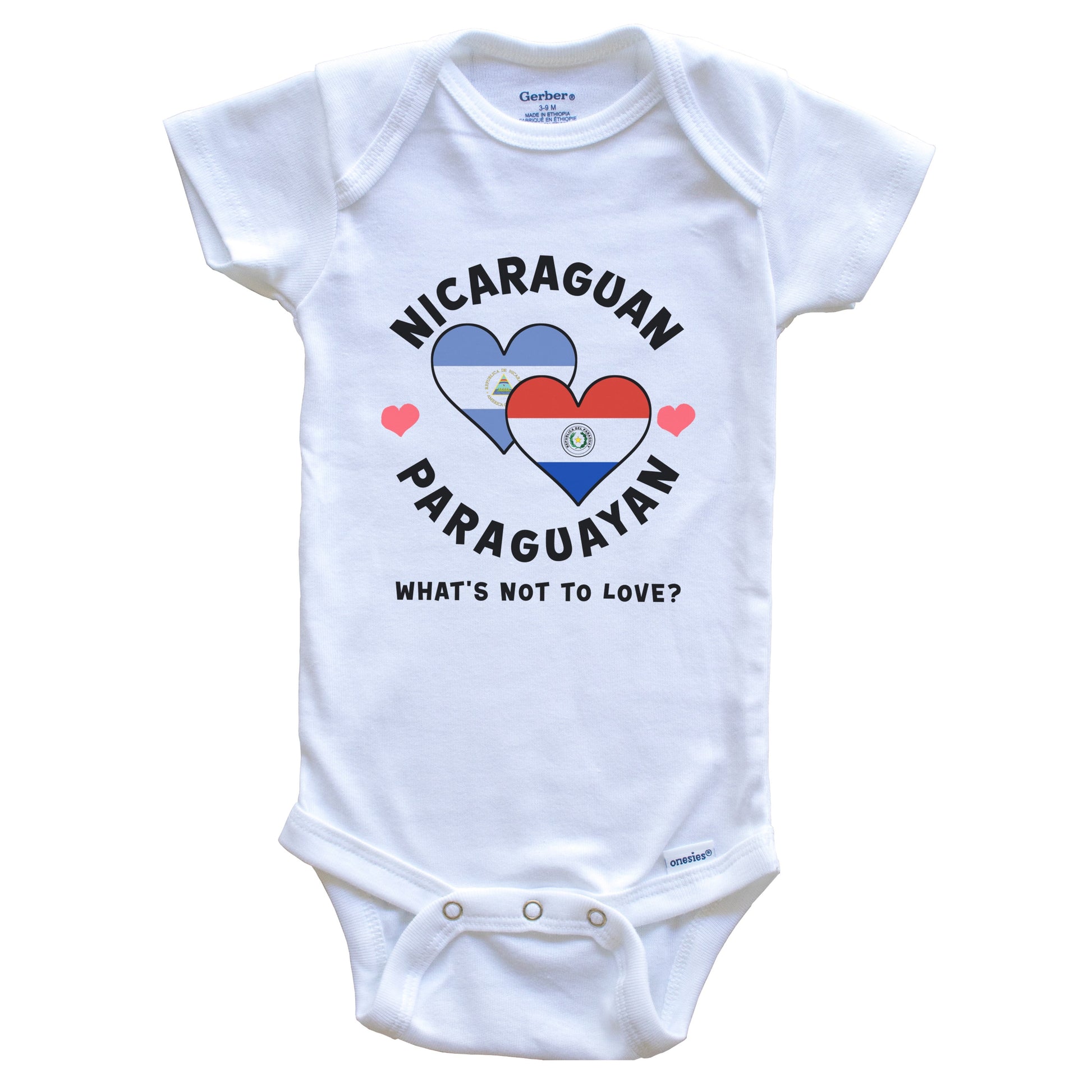 Nicaraguan Paraguayan What's Not To Love Heart Flags Baby Bodysuit