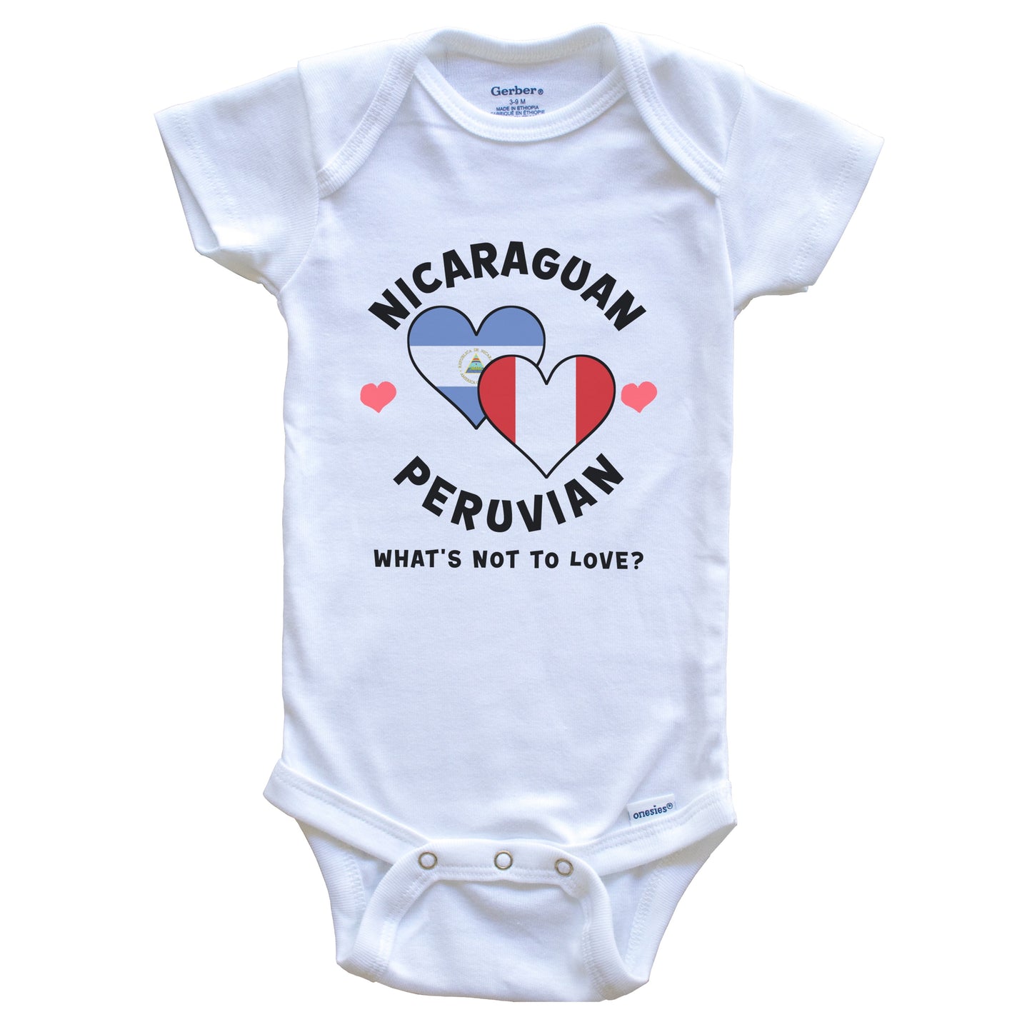 Nicaraguan Peruvian What's Not To Love Heart Flags Baby Bodysuit