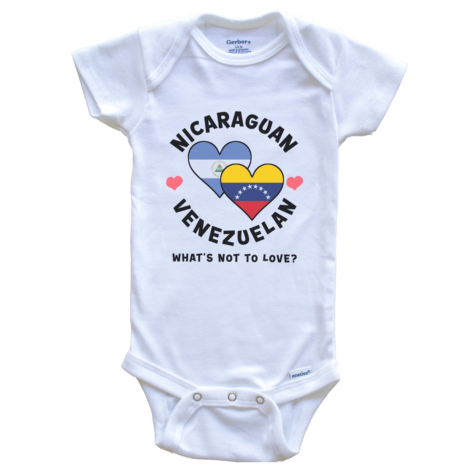 Nicaraguan Venezuelan What's Not To Love Heart Flags Baby Bodysuit