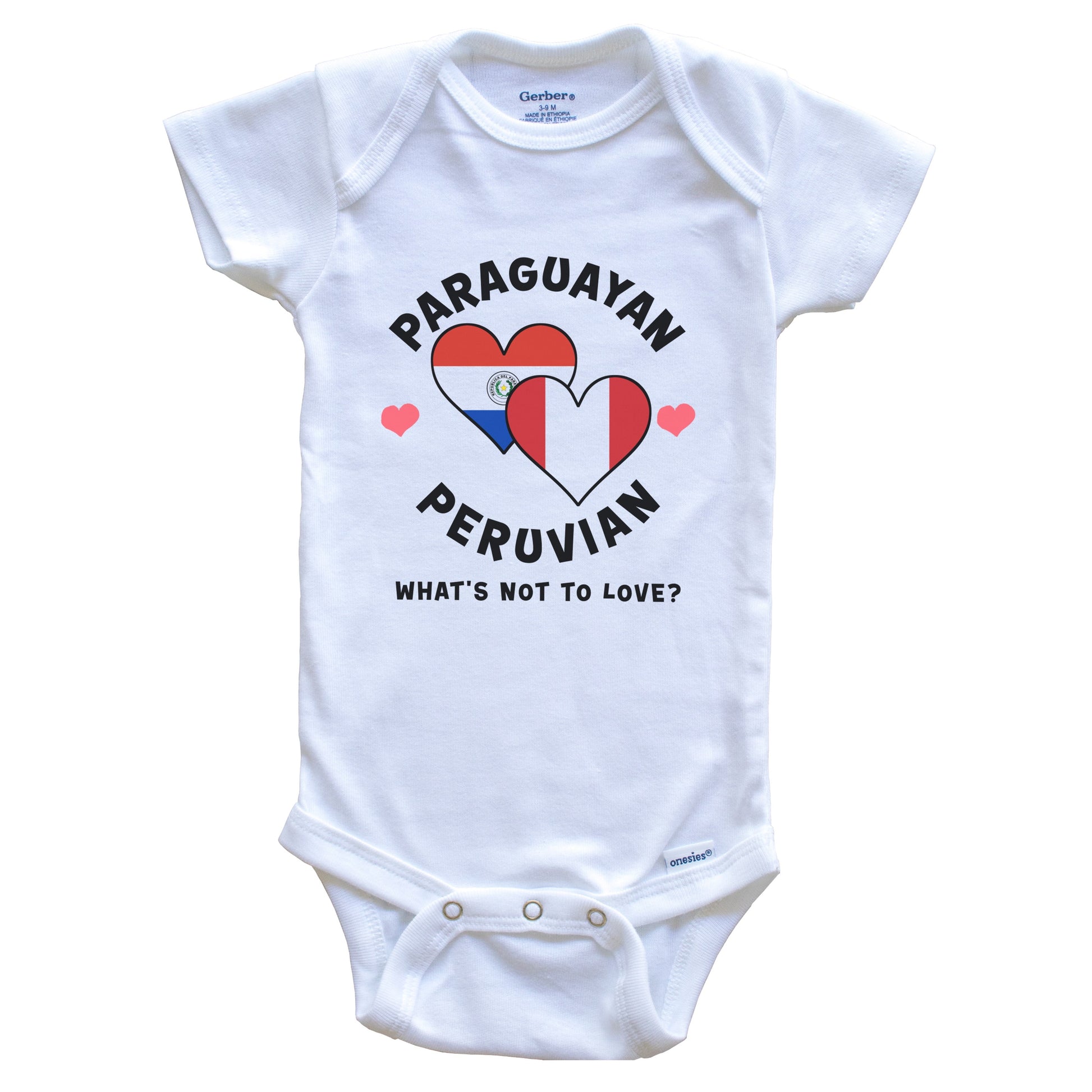 Paraguayan Peruvian What's Not To Love Heart Flags Baby Bodysuit