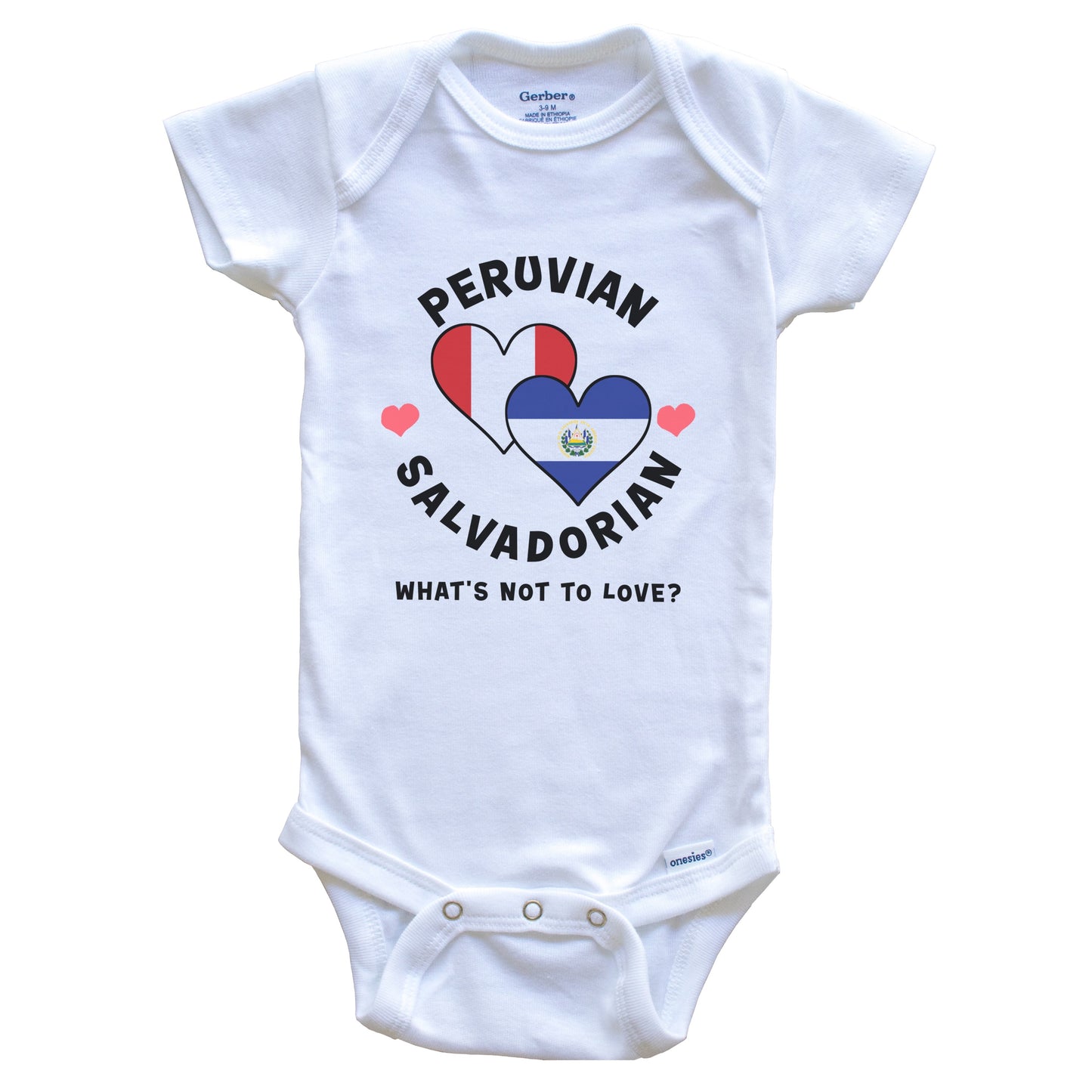 Peruvian Salvadorian What's Not To Love Heart Flags Baby Bodysuit