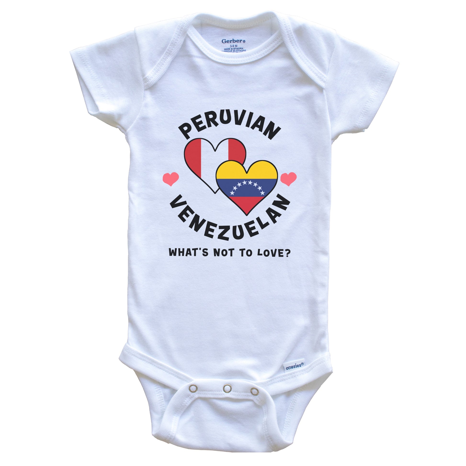 Peruvian Venezuelan What's Not To Love Heart Flags Baby Bodysuit