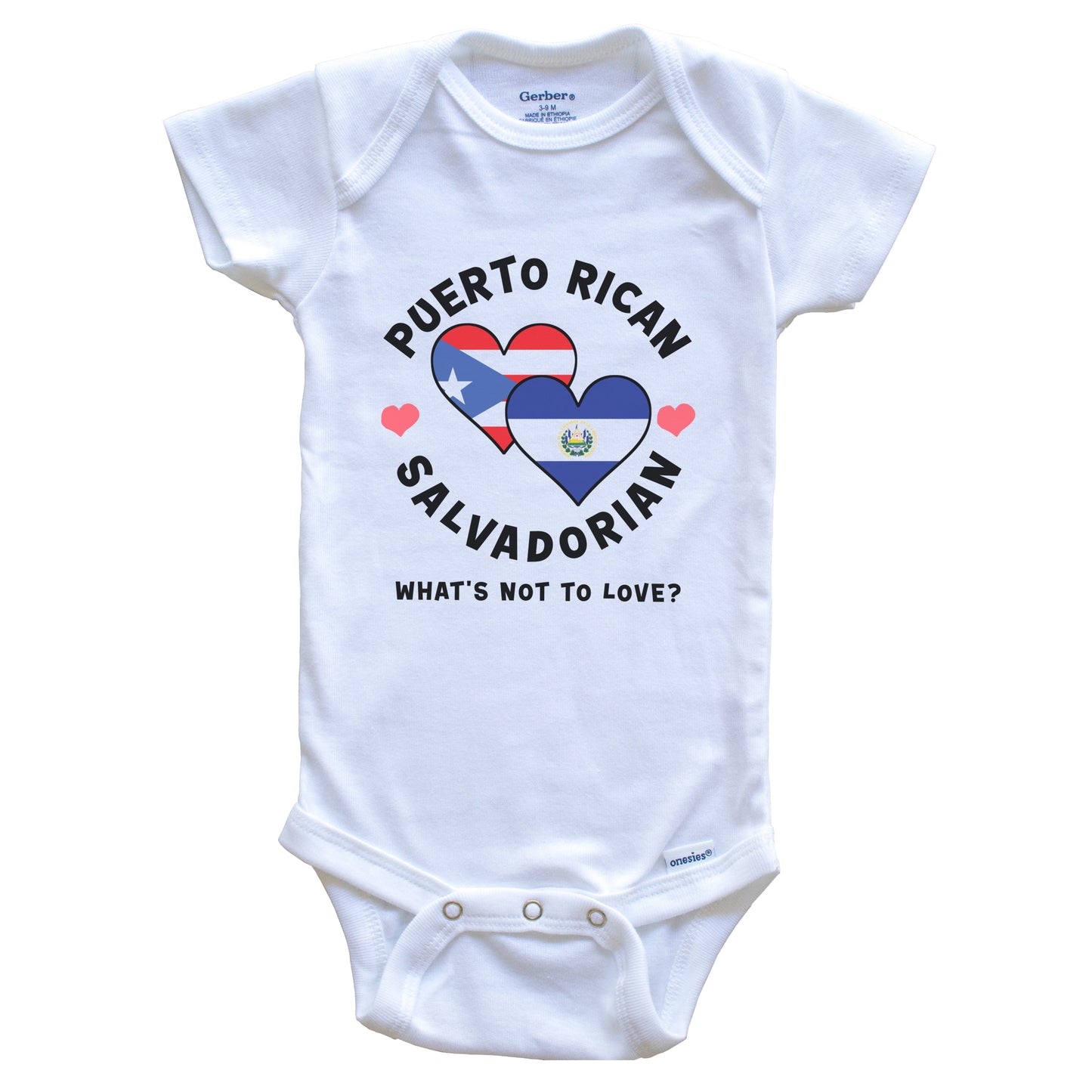 Puerto Rican Salvadorian What's Not To Love Heart Flags Baby Bodysuit