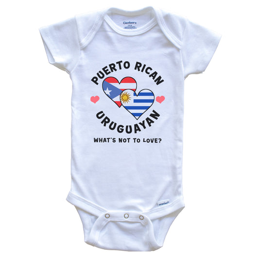 Puerto Rican Uruguayan What's Not To Love Heart Flags Baby Bodysuit