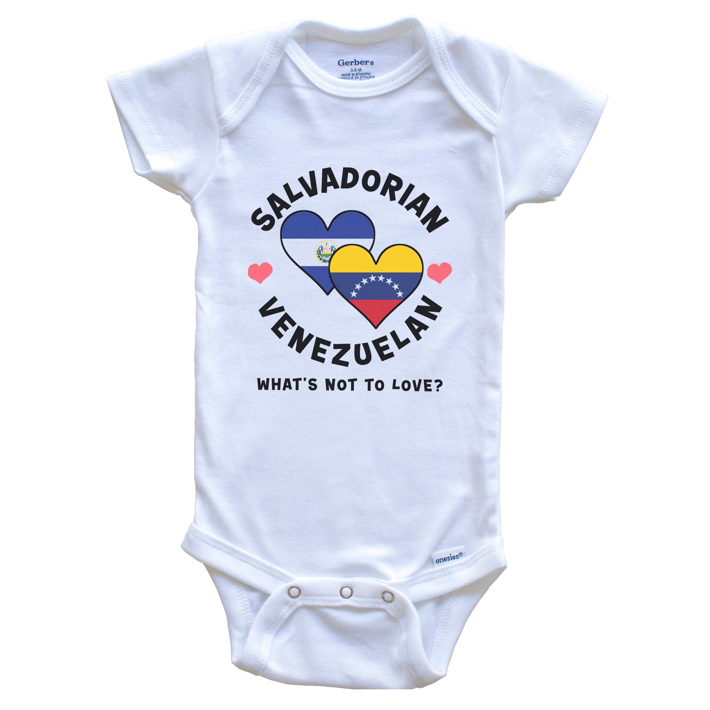 Salvadorian Venezuelan What's Not To Love Heart Flags Baby Bodysuit