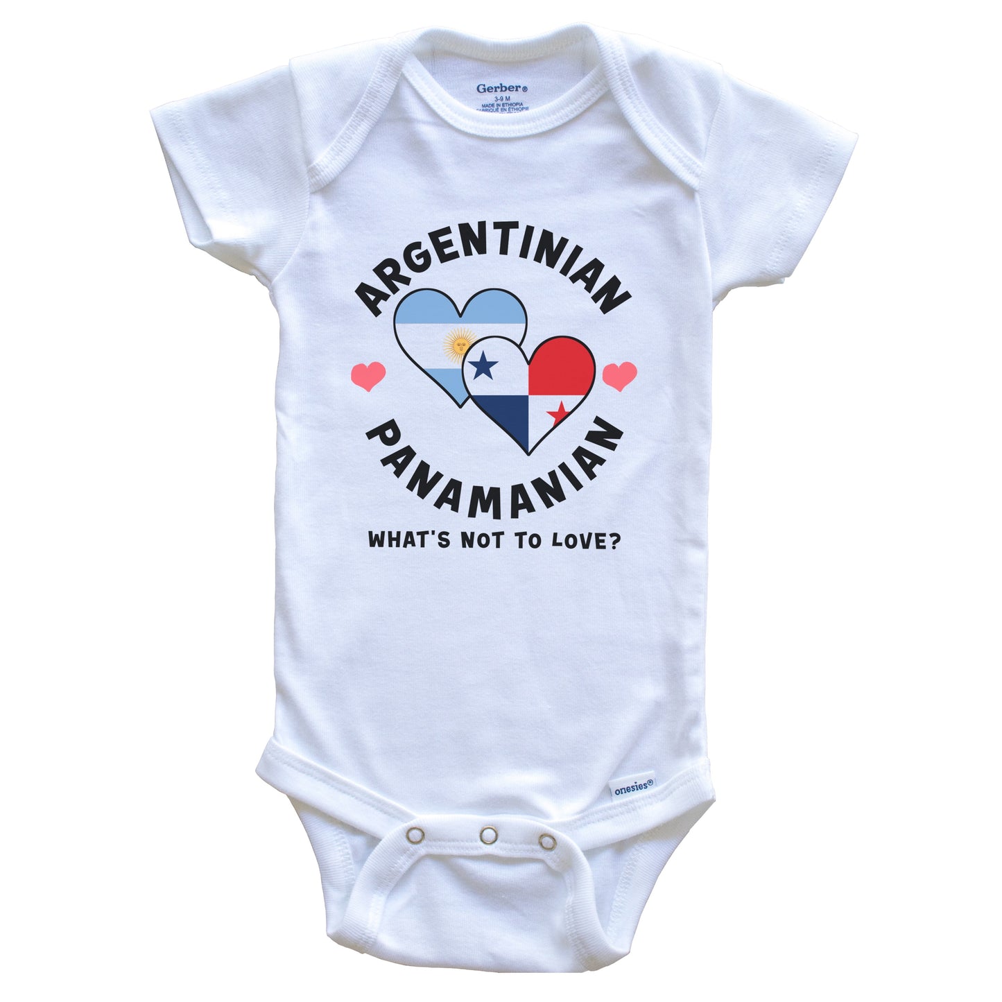 Argentinian Panamanian What's Not To Love Heart Flags Baby Bodysuit