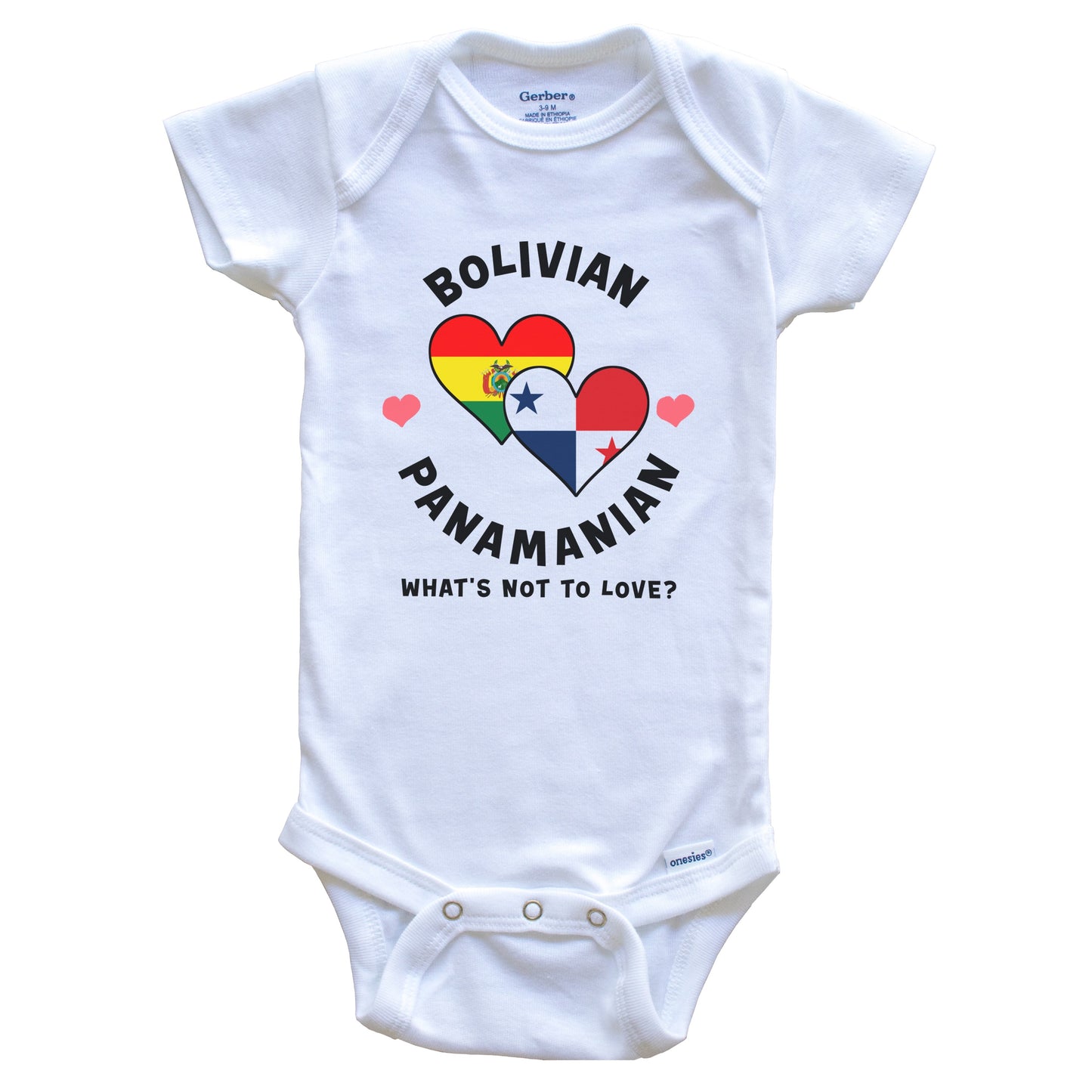 Bolivian Panamanian What's Not To Love Heart Flags Baby Bodysuit