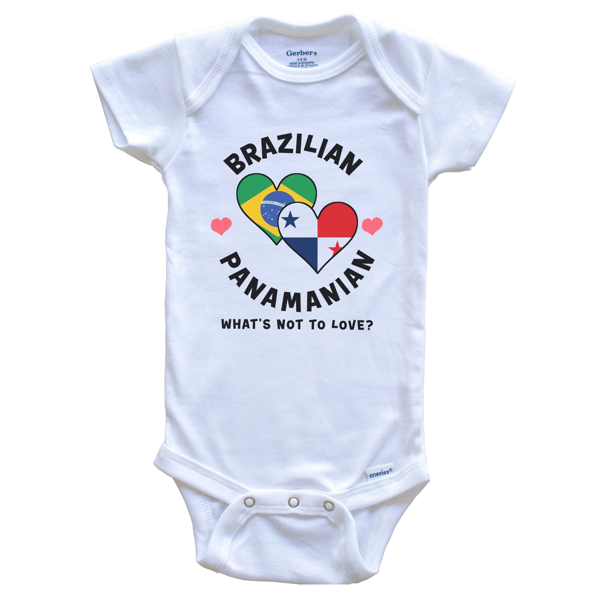 Brazilian Panamanian What's Not To Love Heart Flags Baby Bodysuit