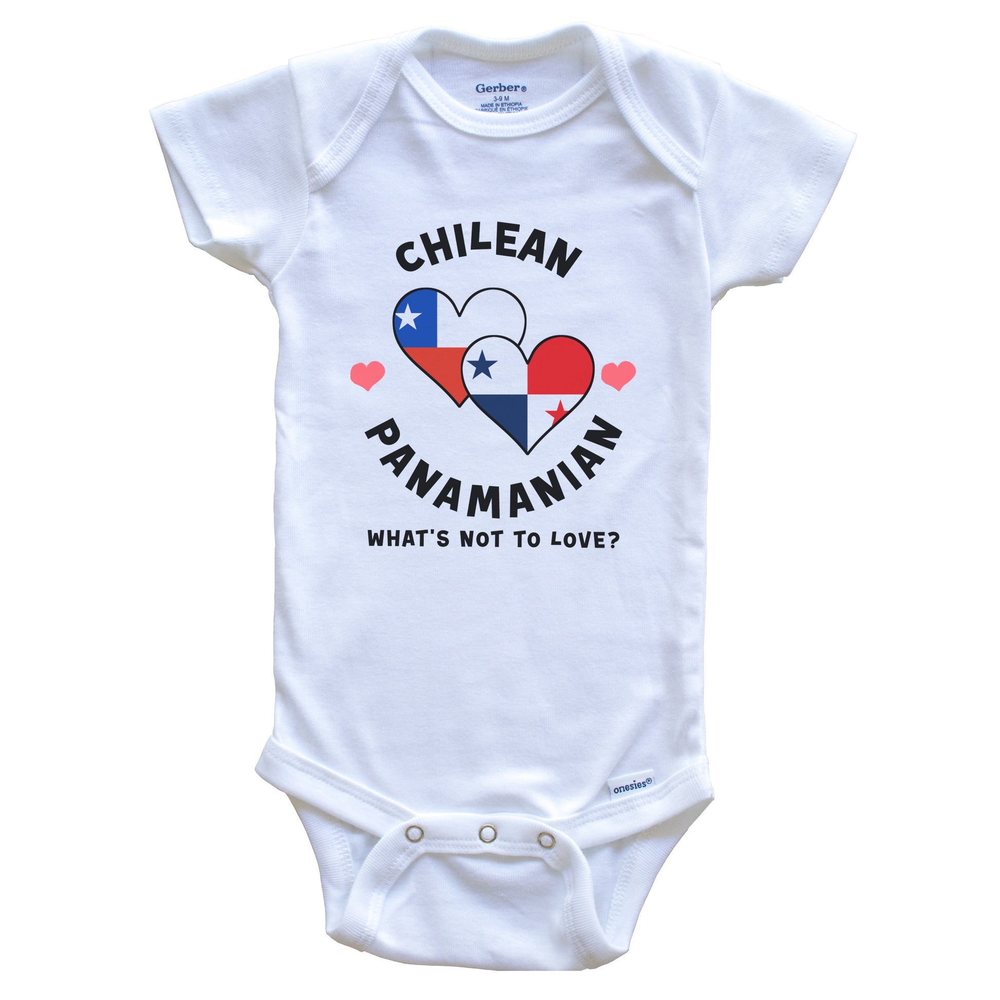 Chilean Panamanian What's Not To Love Heart Flags Baby Bodysuit