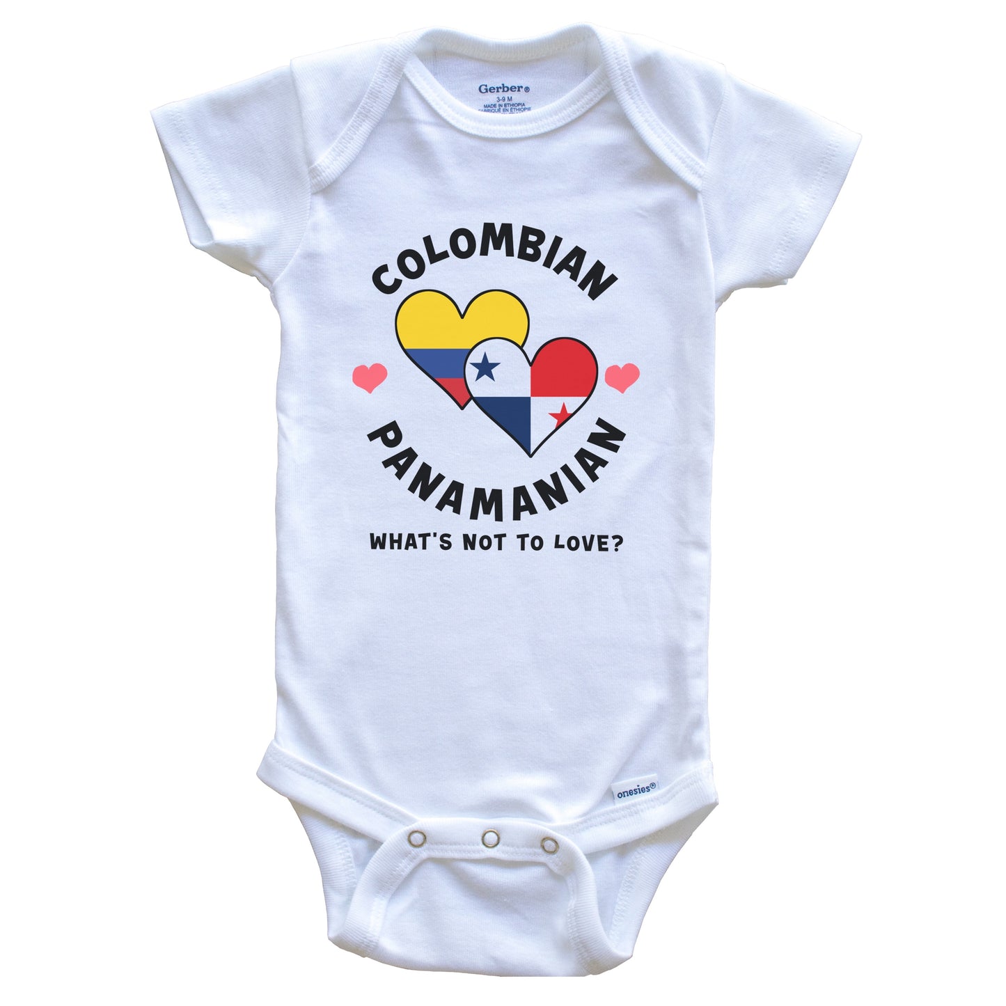 Colombian Panamanian What's Not To Love Heart Flags Baby Bodysuit