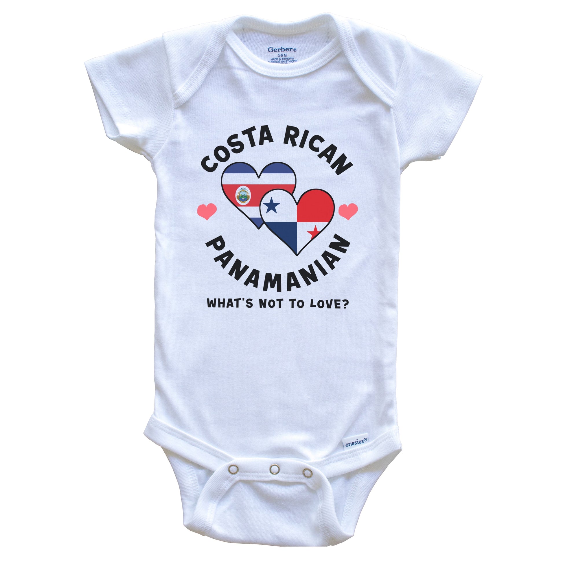 Costa Rican Panamanian What's Not To Love Heart Flags Baby Bodysuit