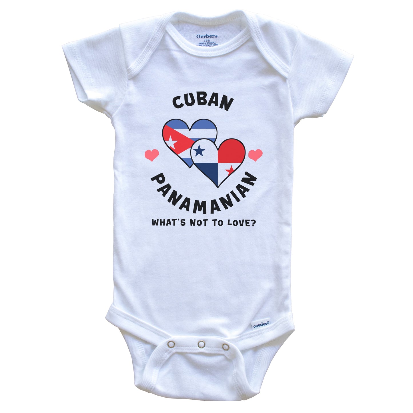 Cuban Panamanian What's Not To Love Heart Flags Baby Bodysuit