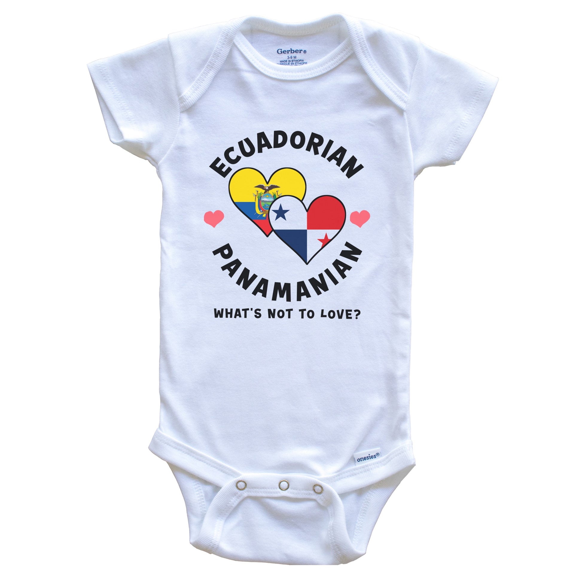 Ecuadorian Panamanian What's Not To Love Heart Flags Baby Bodysuit