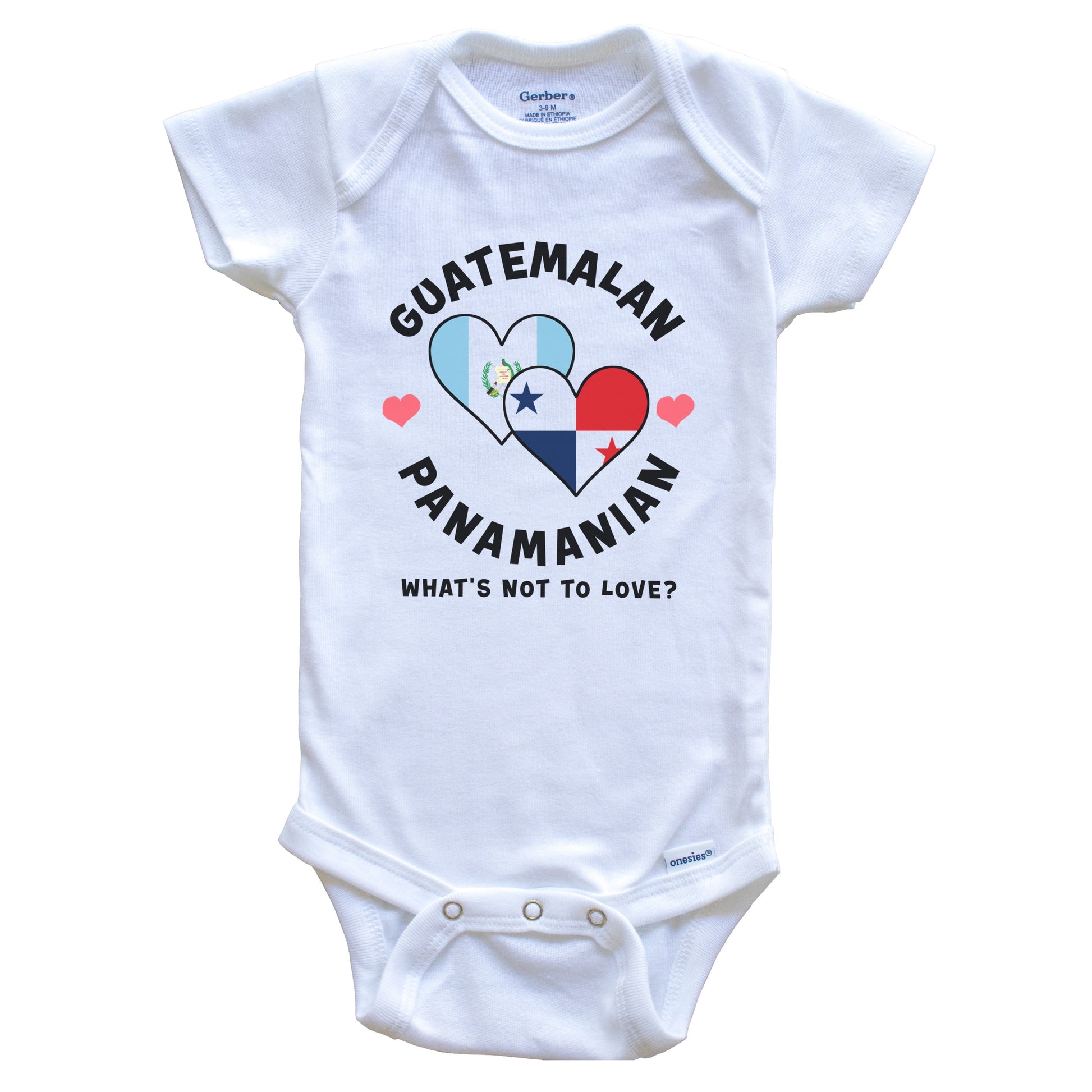 Guatemalan Panamanian What's Not To Love Heart Flags Baby Bodysuit