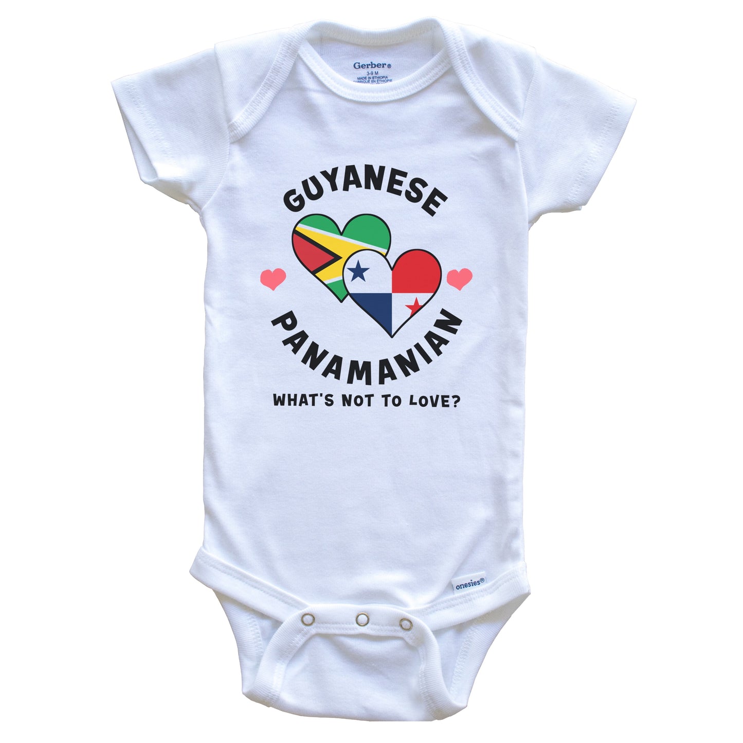 Guyanese Panamanian What's Not To Love Heart Flags Baby Bodysuit