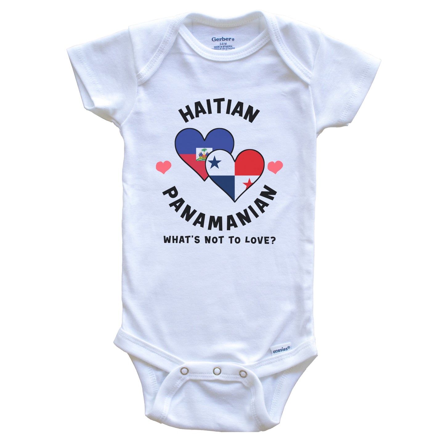 Haitian Panamanian What's Not To Love Heart Flags Baby Bodysuit