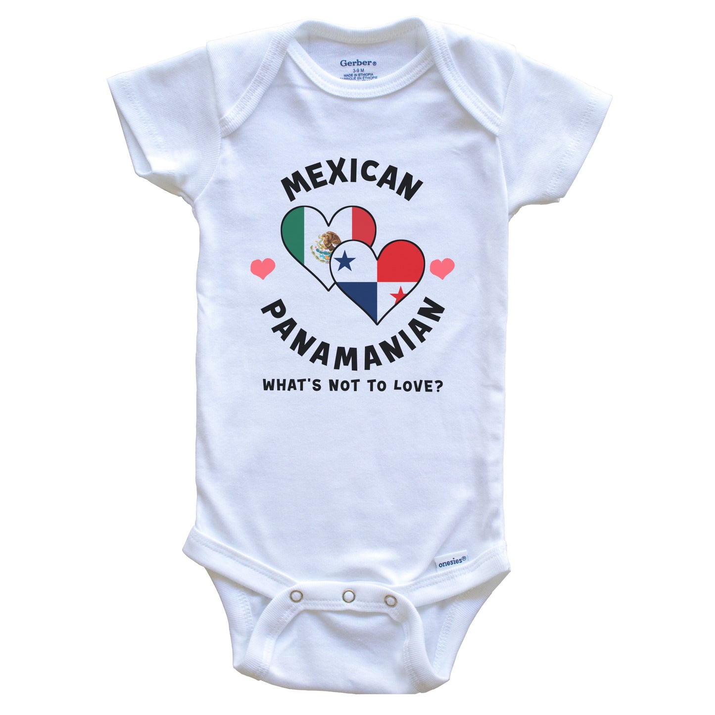 Mexican Panamanian What's Not To Love Heart Flags Baby Bodysuit