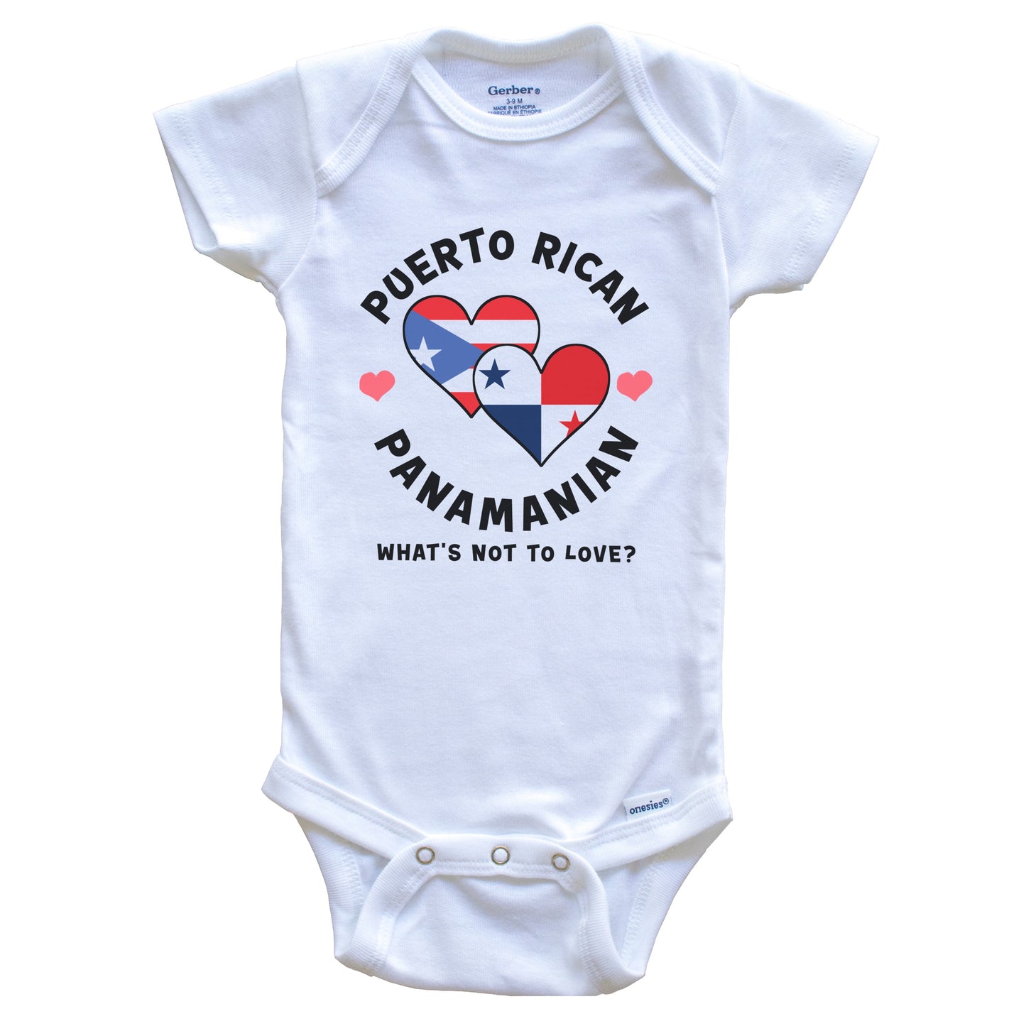 Puerto Rican Panamanian What's Not To Love Heart Flags Baby Bodysuit