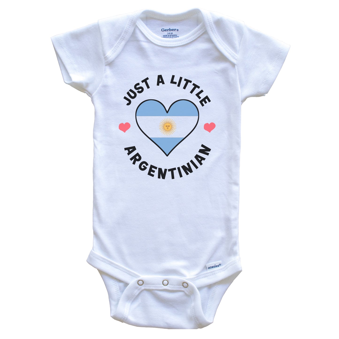 Argentinian Flag Heart Just A Little Argentinian Argentina Baby Bodysuit