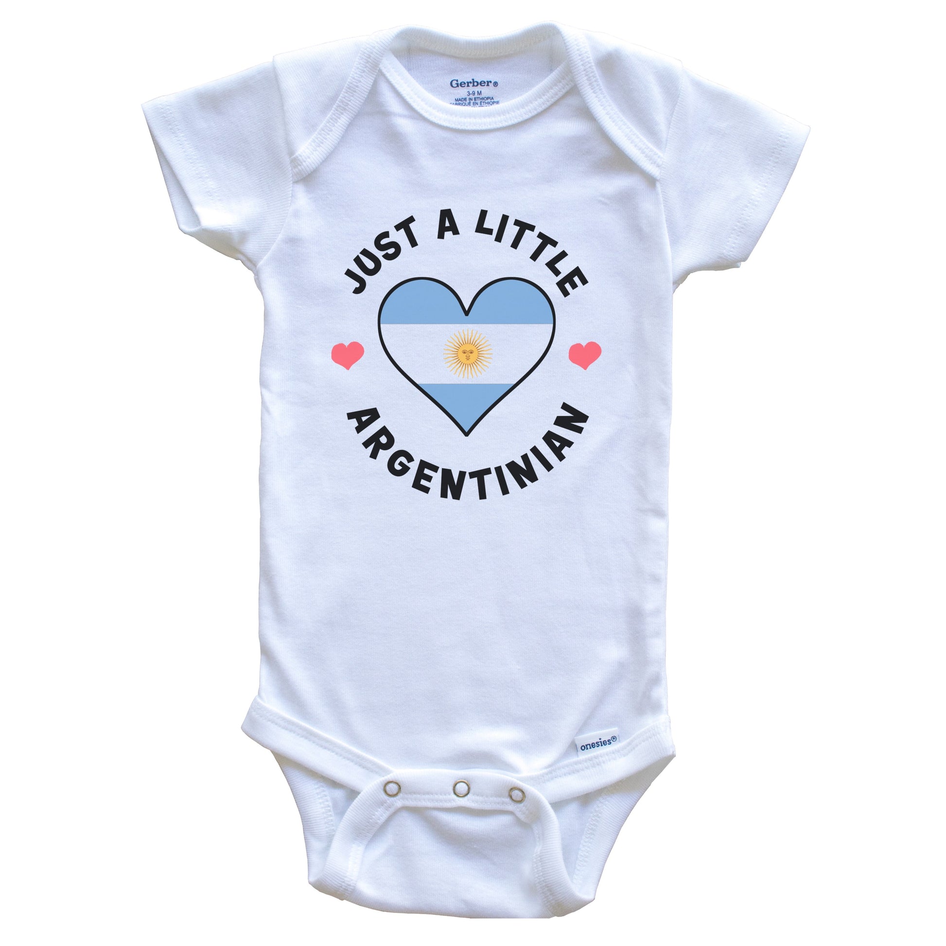 Argentinian Flag Heart Just A Little Argentinian Argentina Baby Bodysuit