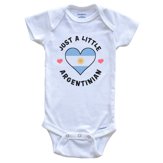 Argentinian Flag Heart Just A Little Argentinian Argentina Baby Bodysuit